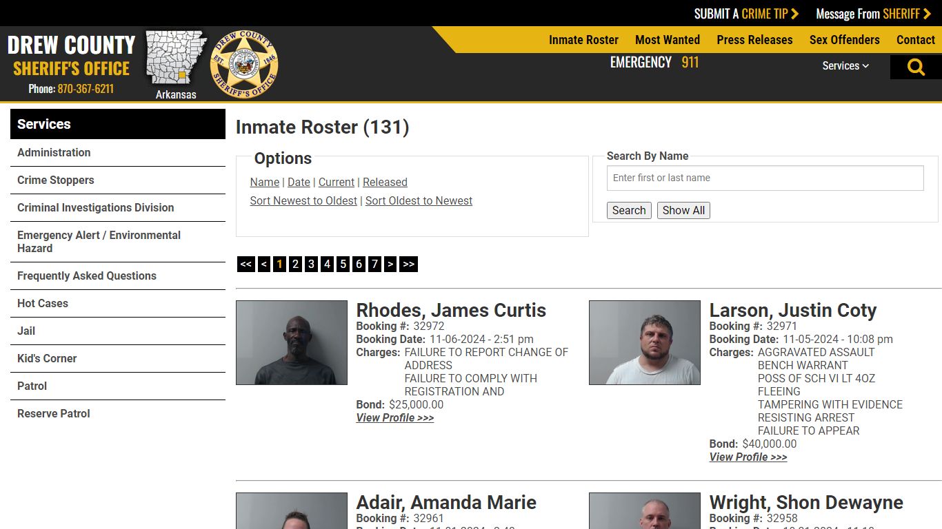 Inmate Roster (131) - Drew County Sheriff