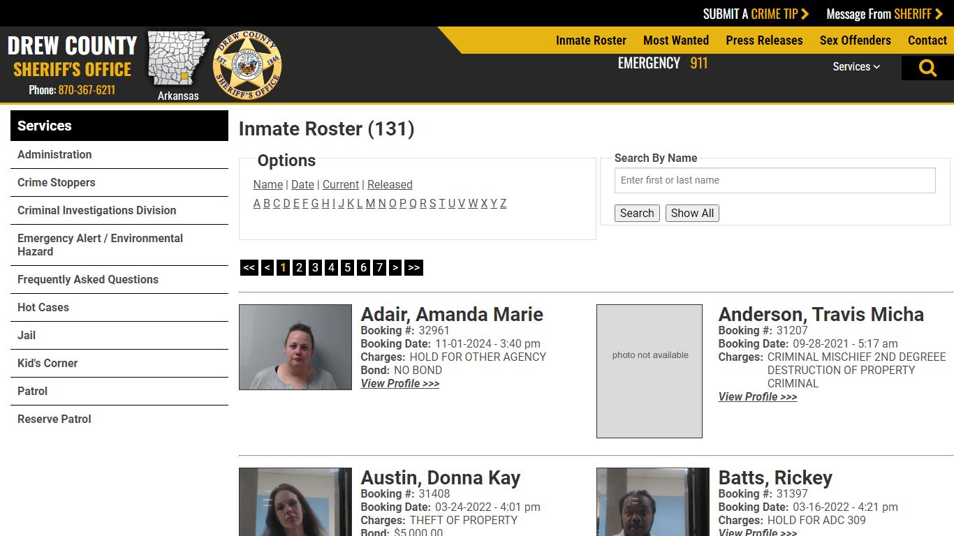 Inmate Roster - Current Inmates - Drew County Sheriff AR