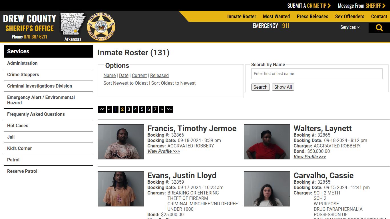 Inmate Roster (132) - Drew County Sheriff