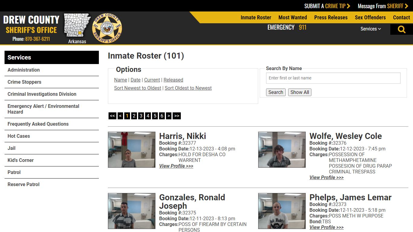 Inmate Roster (98) - Drew County Sheriff