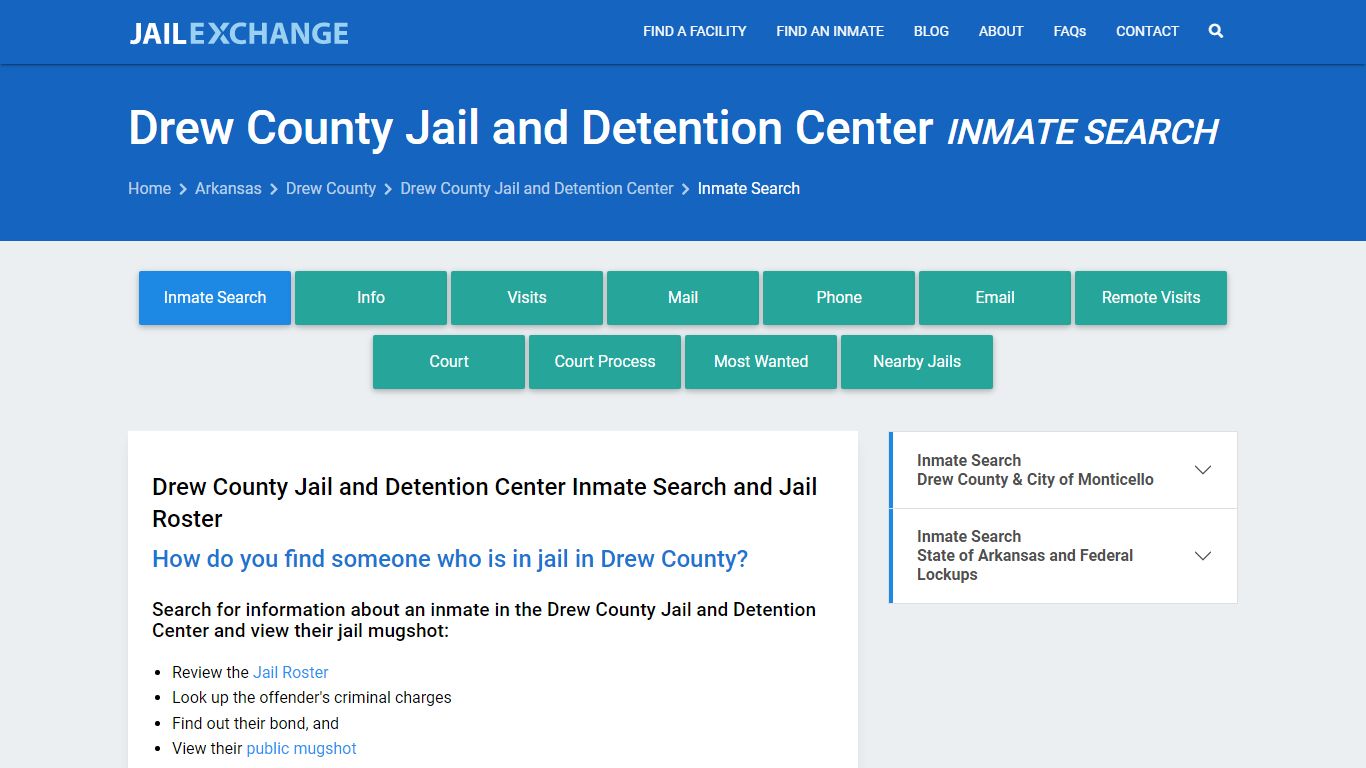 Drew County Jail and Detention Center Inmate Search